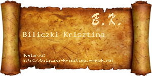 Biliczki Krisztina névjegykártya